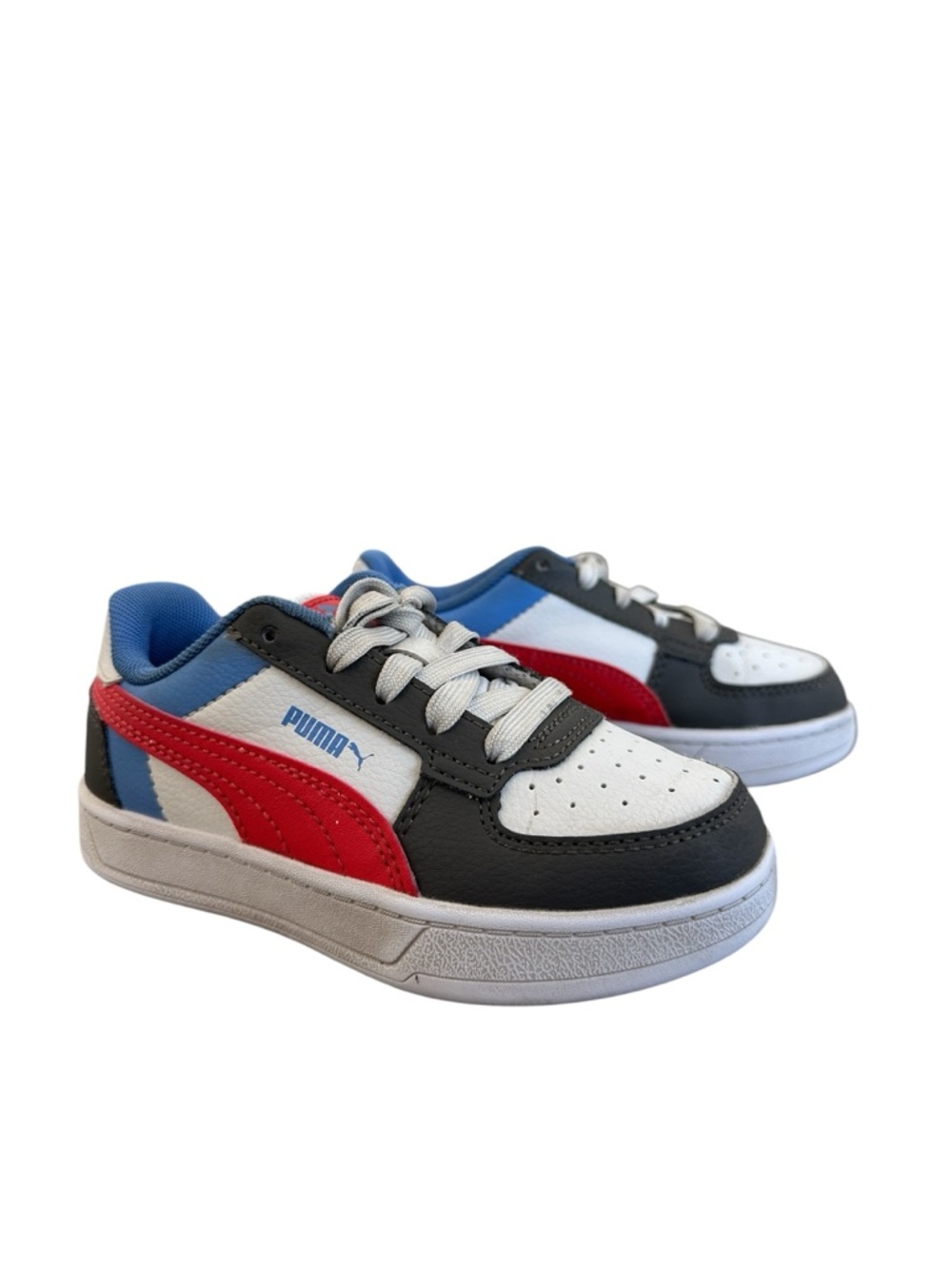Puma Kids Sneakers Size 10.5C Red Blue White Classic Low Top Lace Up